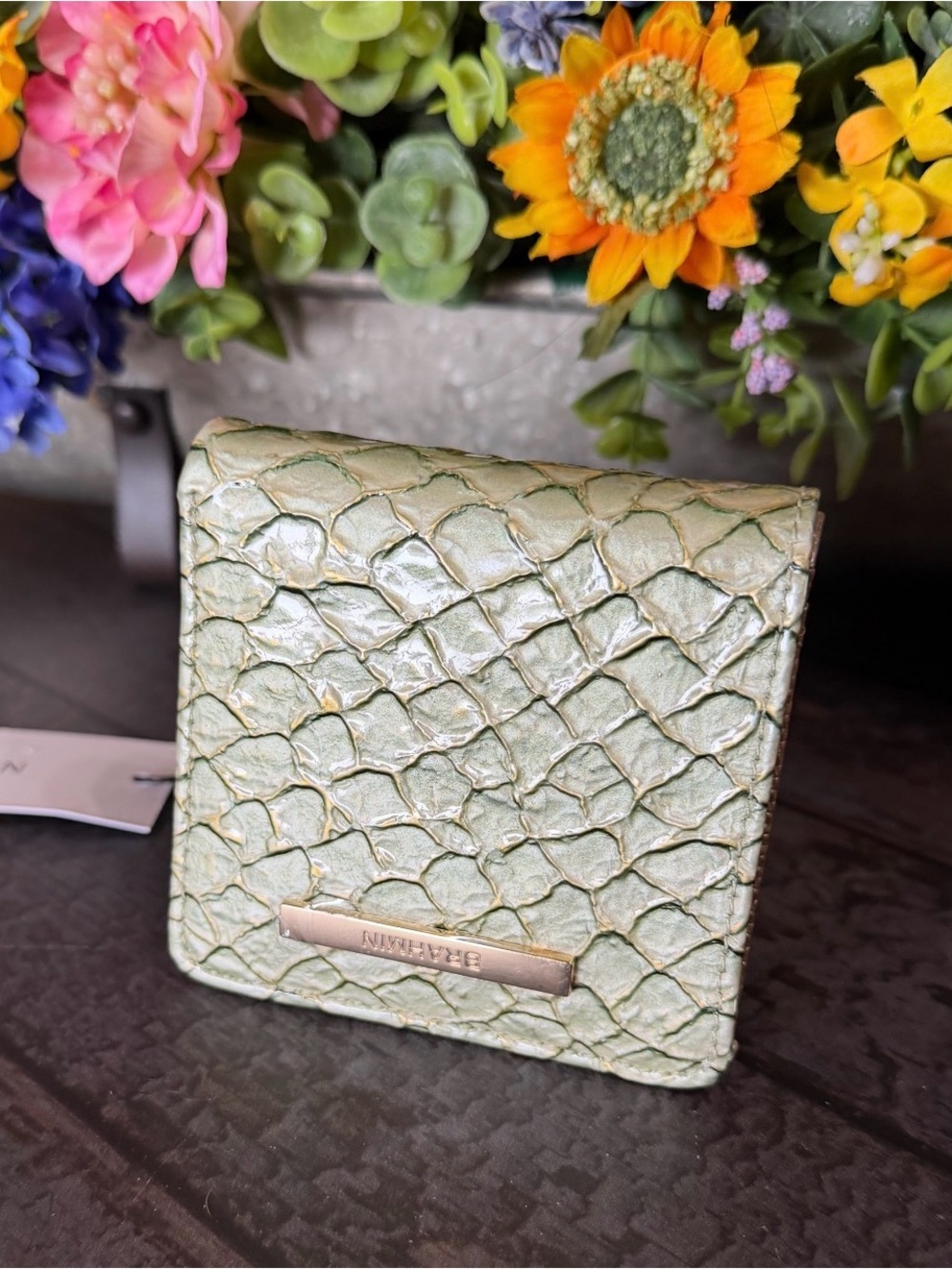 BRAHMIN JANE MINT NOVELLA PAYENT SNAKE LEATHER NWT GREEN - Picture 5 of 8